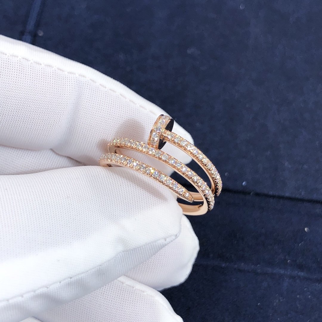 Cartier juste un clou triple wrap nail ring customized in 18k pink gold and pave diamonds