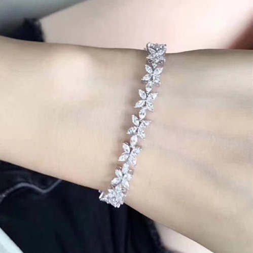 Custom-made Tiffany Jewelry Victoria Mixed Cluster Bracelet in Platinum and Diamonds