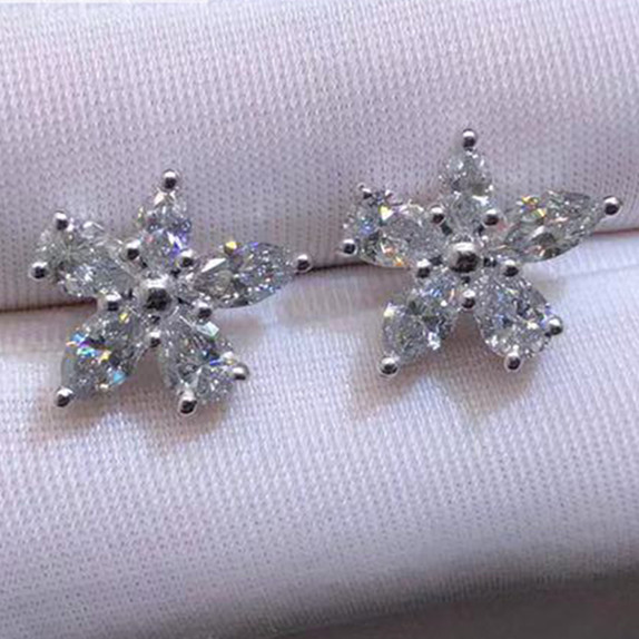 Customize Tiffany Victoria Mixed Cluster Earrings Studs in Platinum and Diamonds