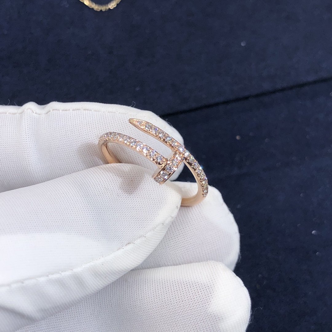 Bague Cartier Juste un Clou sur mesure en or rose 18 carats et pavée de diamants