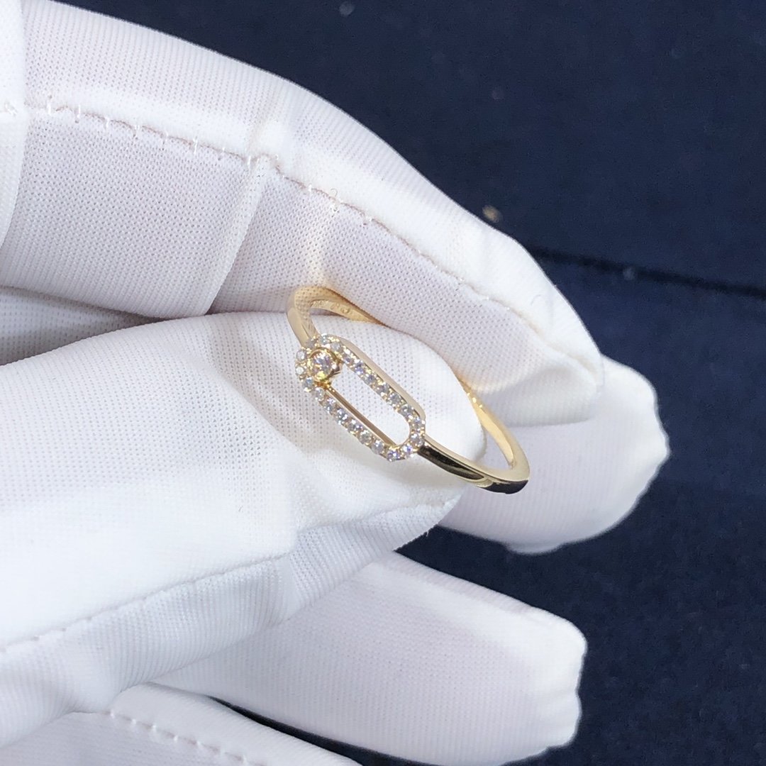 Messika Move uno Pavé خاتم ألماس مخصص مصنوع من الذهب الأصفر عيار 18 قيراطًا مع الماس