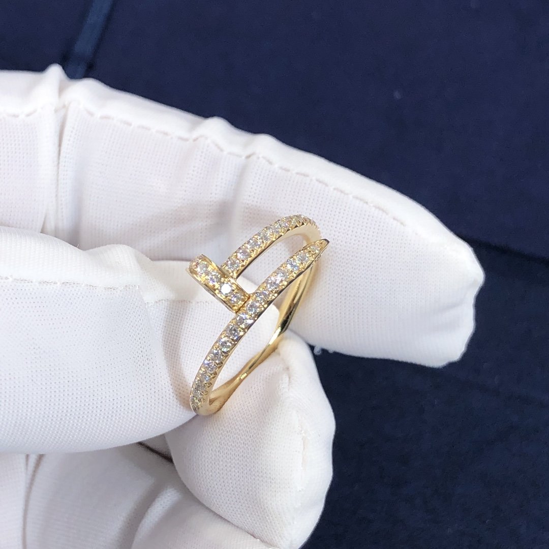 Cartier Juste un Clou Ring Custom Made in 18K Yellow Gold and Diamonds-paved