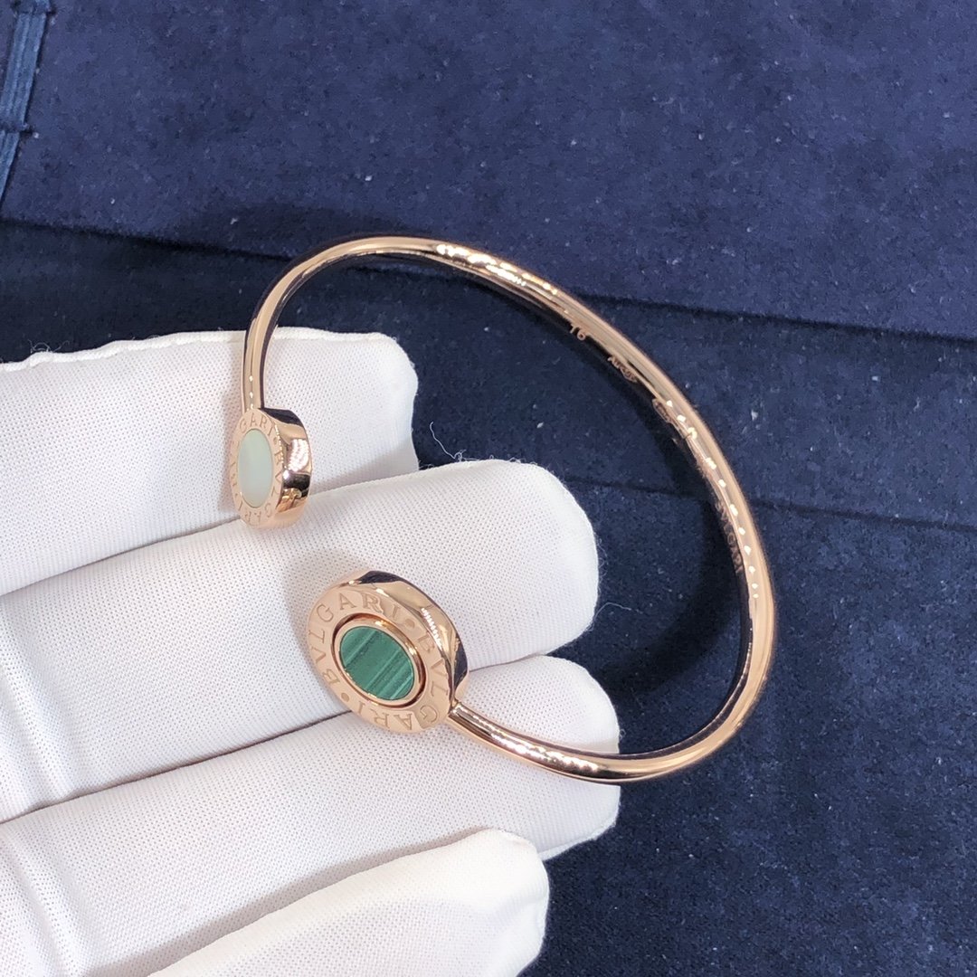 Custom Made Bvlgari Bvlgari Flip Bracelet in 18K Rose Gold with Mother-of-pearl,Onyx and Malachite