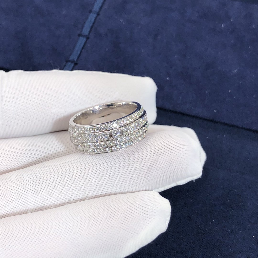 خاتم بياجيه بوسيشن مُخصص من الذهب الأبيض عيار 18 قيراطًا 234 قطع الماس الرائعة
