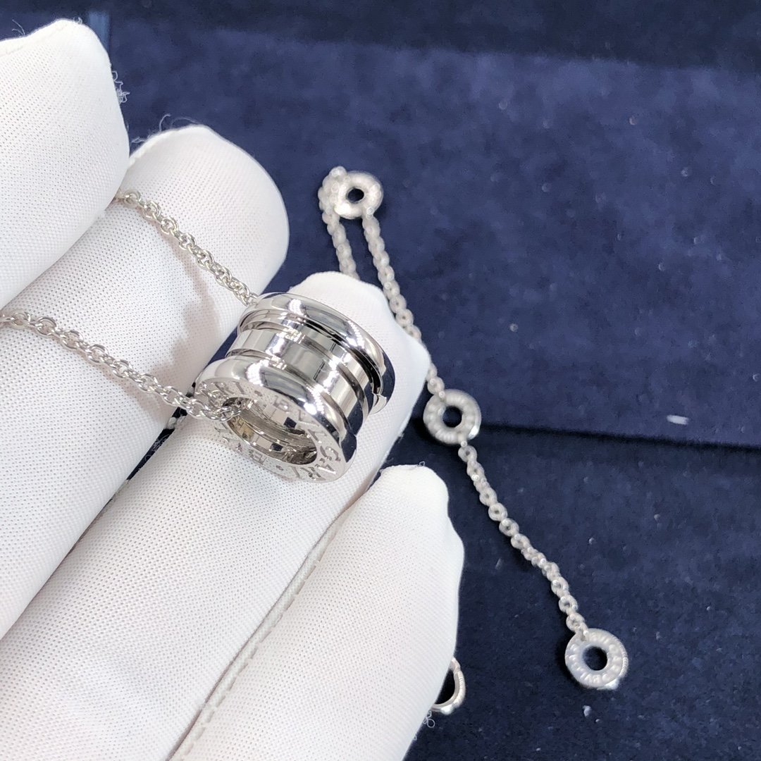 Bulgari B.zero1 Ring Pendant Necklace Custom Made in 18K White Gold