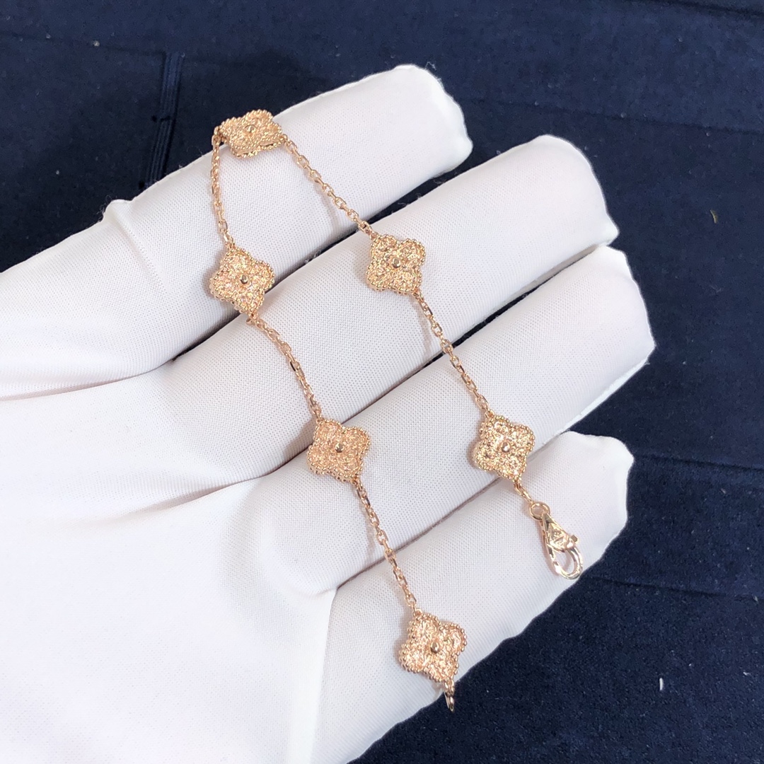 Custom Made Van Cleef & Arpels Sweet Alhambra 6 Motifs Bracelet in 18K Rose Gold