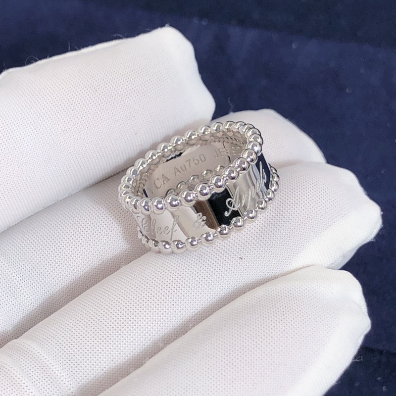 Van Cleef & Arpels Perlée Signature Ring Custom Made in 18K White Gold