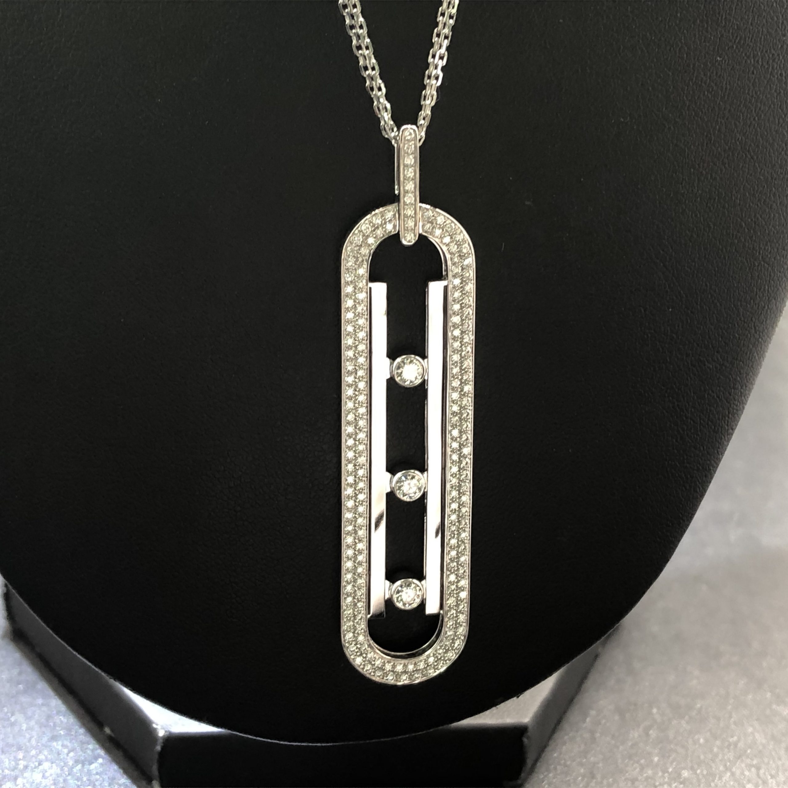 Messika Move 10th Necklace for Women Custom Made in Solid 18K White Gold and Diamonds